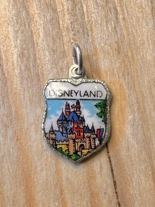 Rare Vintage Enamel Disneyland Crest 925 Silver Pendant