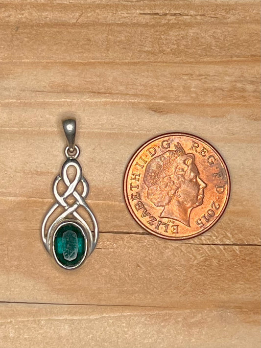 Celtic Green Stone 925 Sterling Silver Pendant