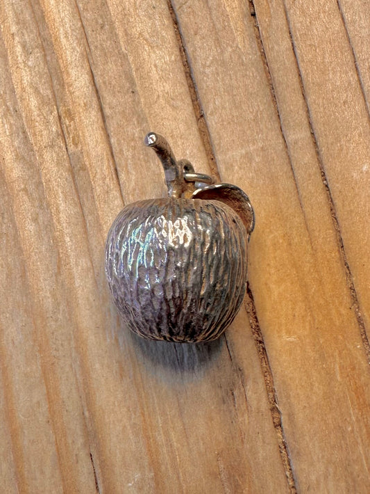 Vintage Apple Textured 925 Silver Pendant