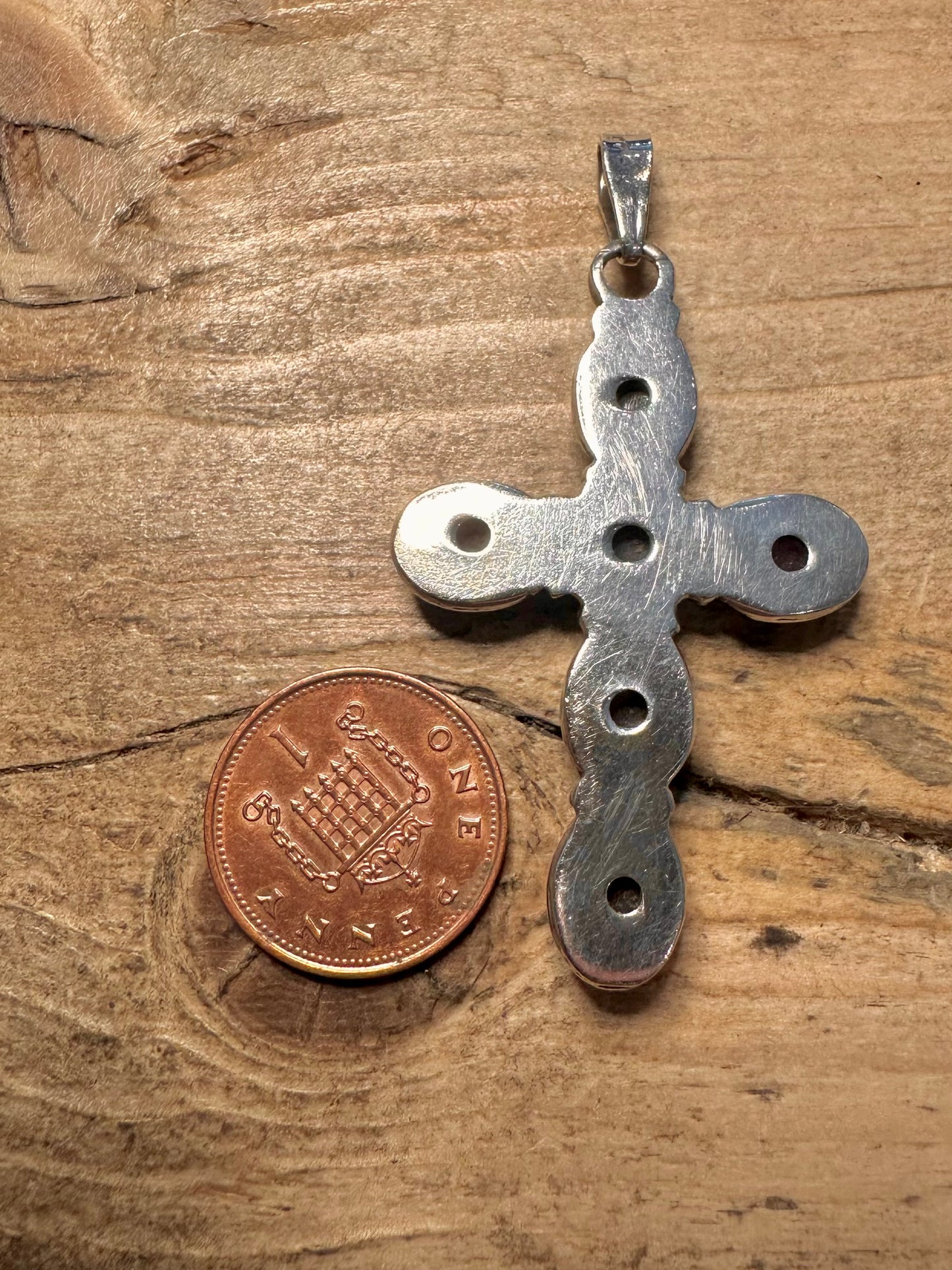 Vintage Amethyst Cross 925 Silver Pendant