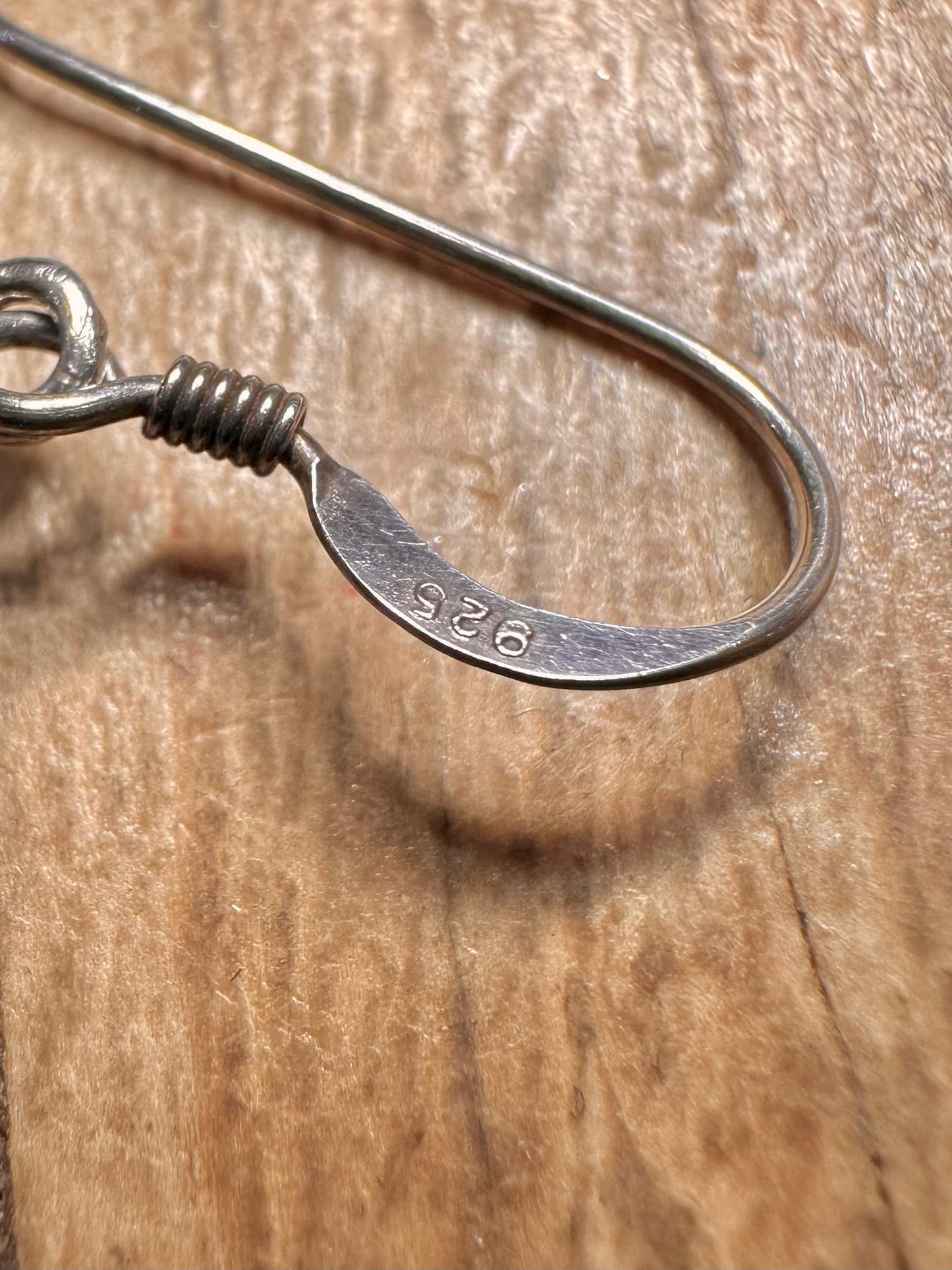 Vintage Amber Ornate Dangle 925 Sterling Silver Earrings