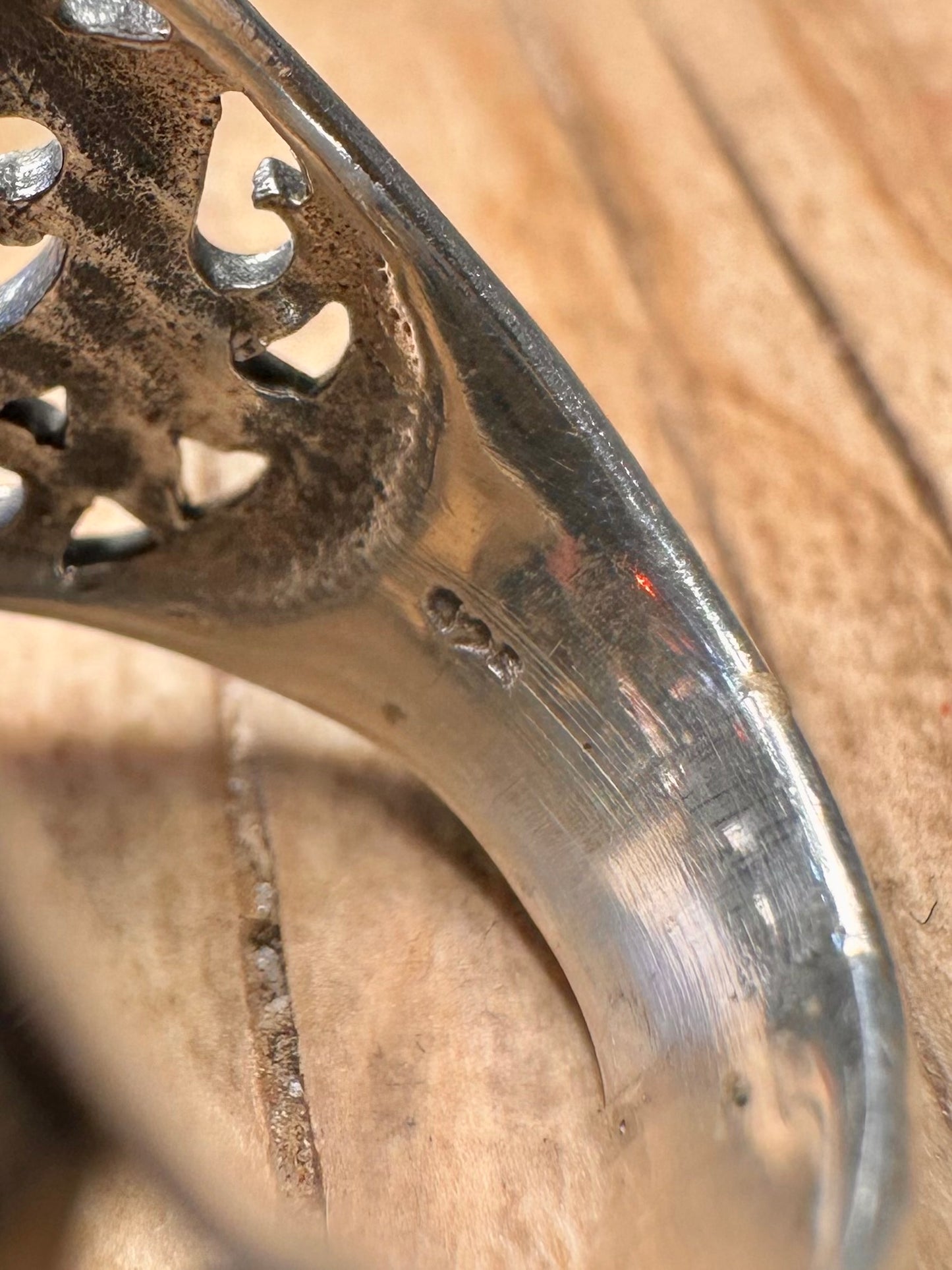 Vintage Skull Filigree Red Stone Eyes 925 Sterling Silver Size P Ring