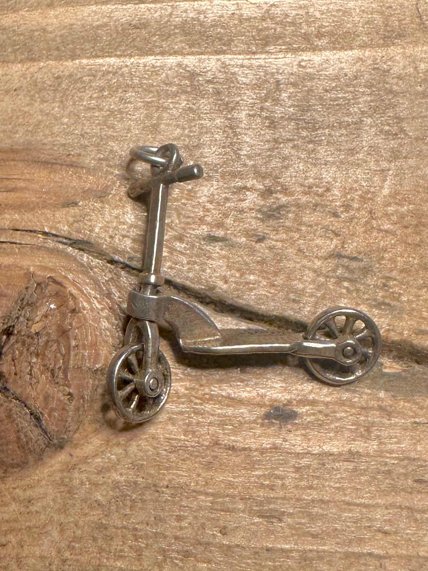 Vintage Articulated Moving Scooter 925 Silver Pendant