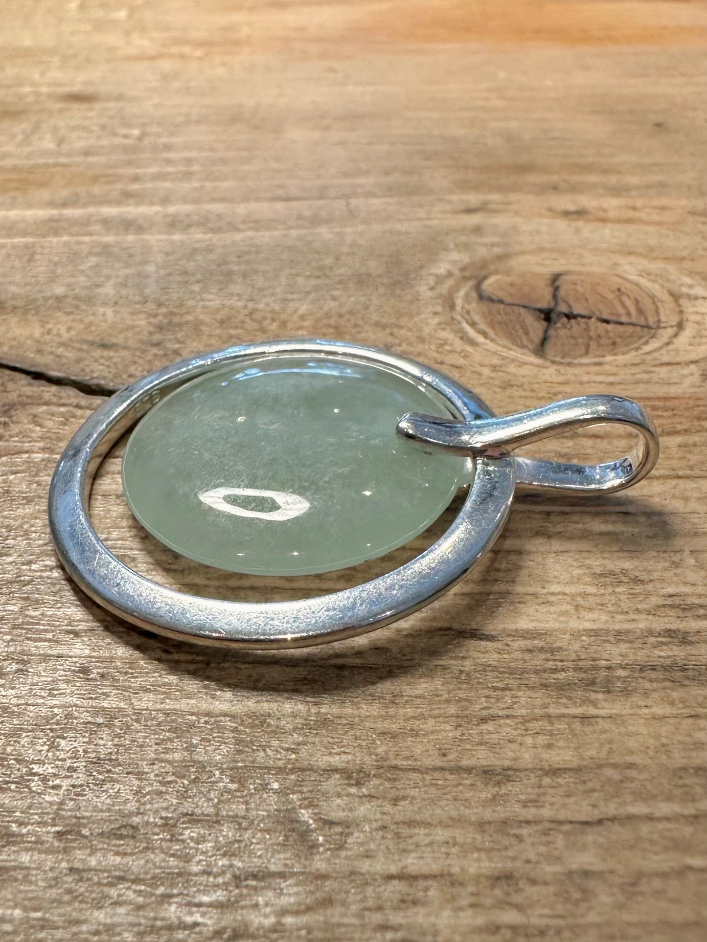 Abstract Jade Circle 925 Silver Pendant
