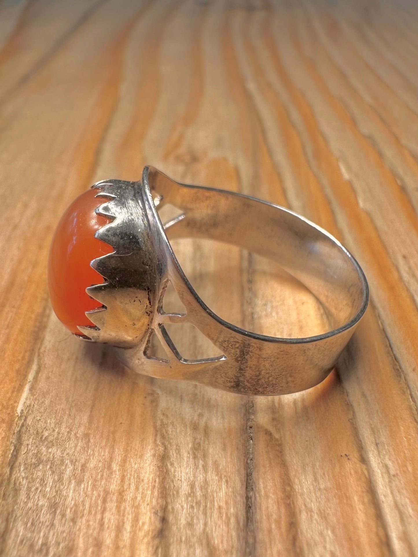 Vintage Carnelian Signet 925 Sterling Silver Size Q1/2 Ring