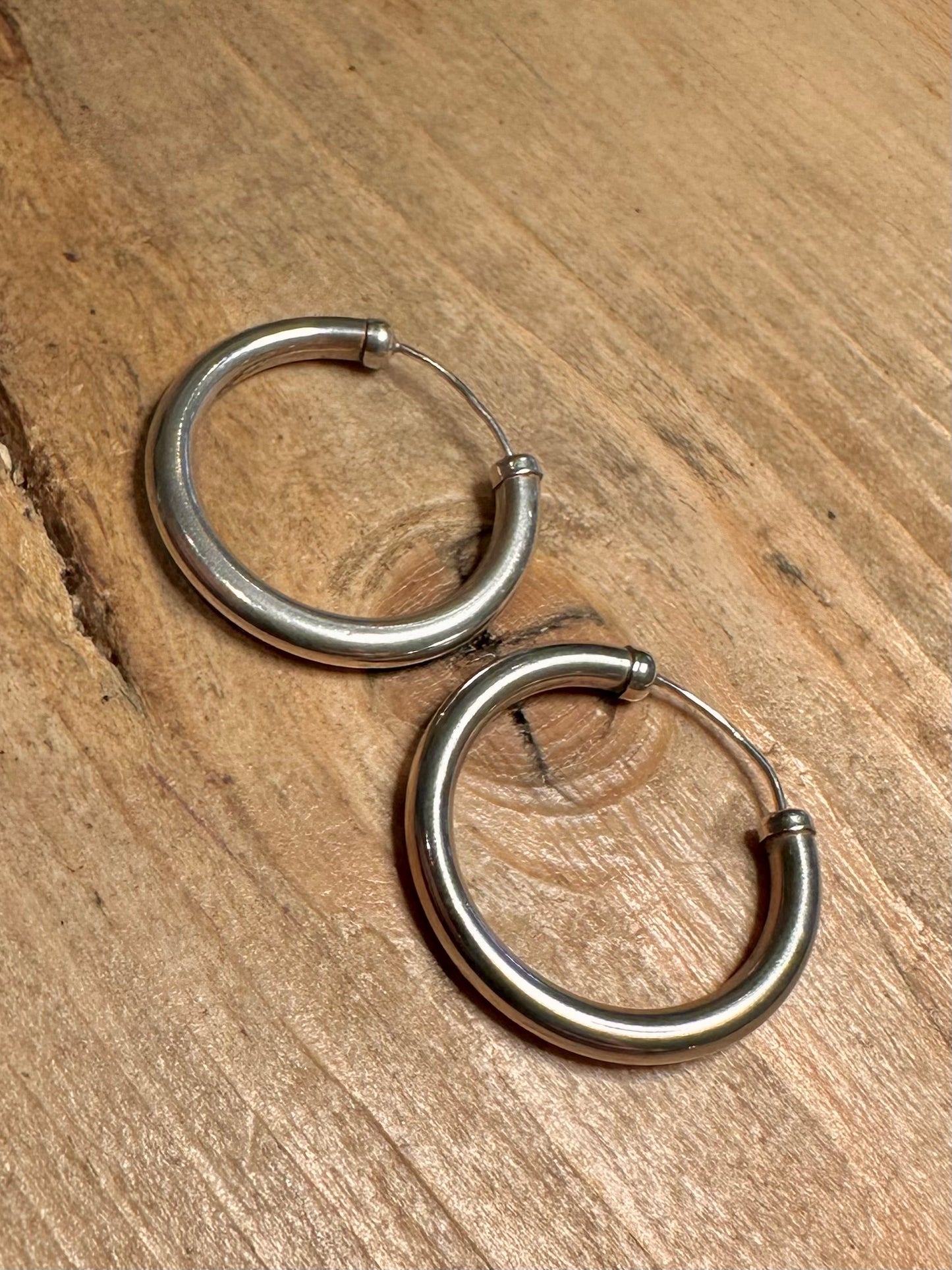 Vintage Chunky Hoops 925 Silver Earrings