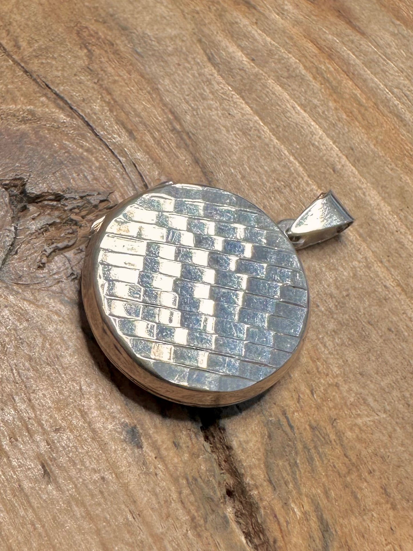 Vintage Engraved Circle 925 Silver Locket Pendant