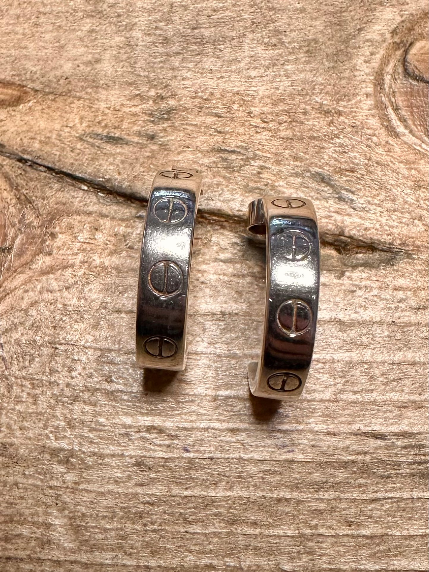 Modernist Cartier Style Half Hoops 925 Silver Earrings