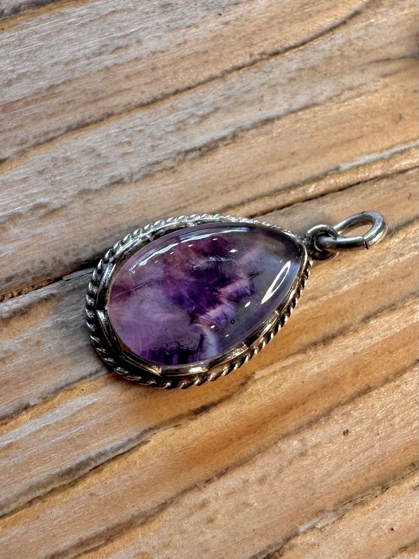 Vintage Purple Stone 925 Sterling Silver Pendant