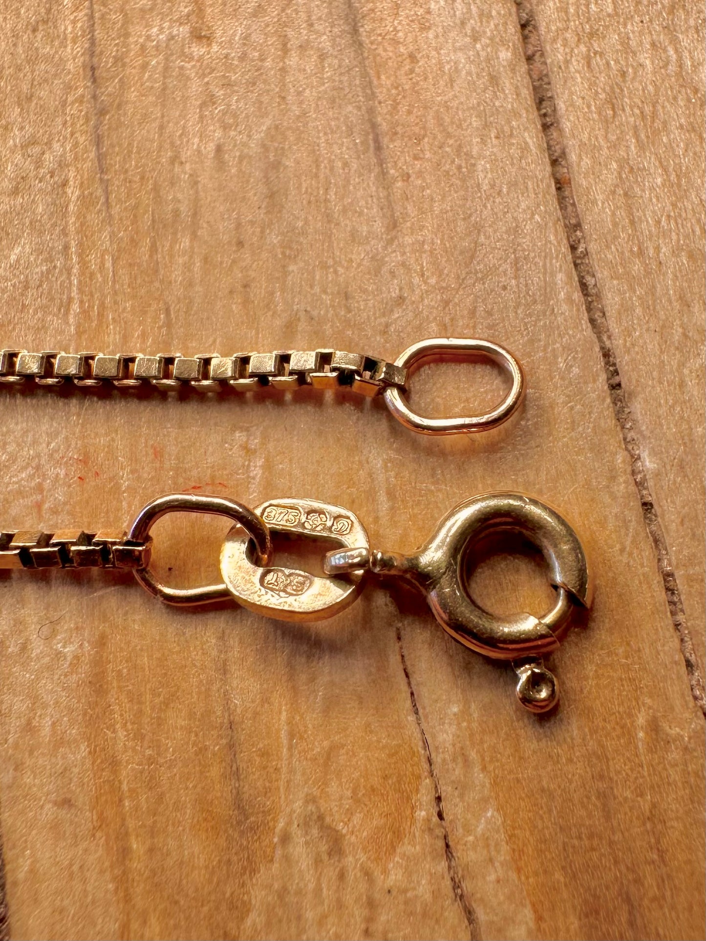 Vintage 1978 9ct Gold Box Chain 7 inch Bracelet