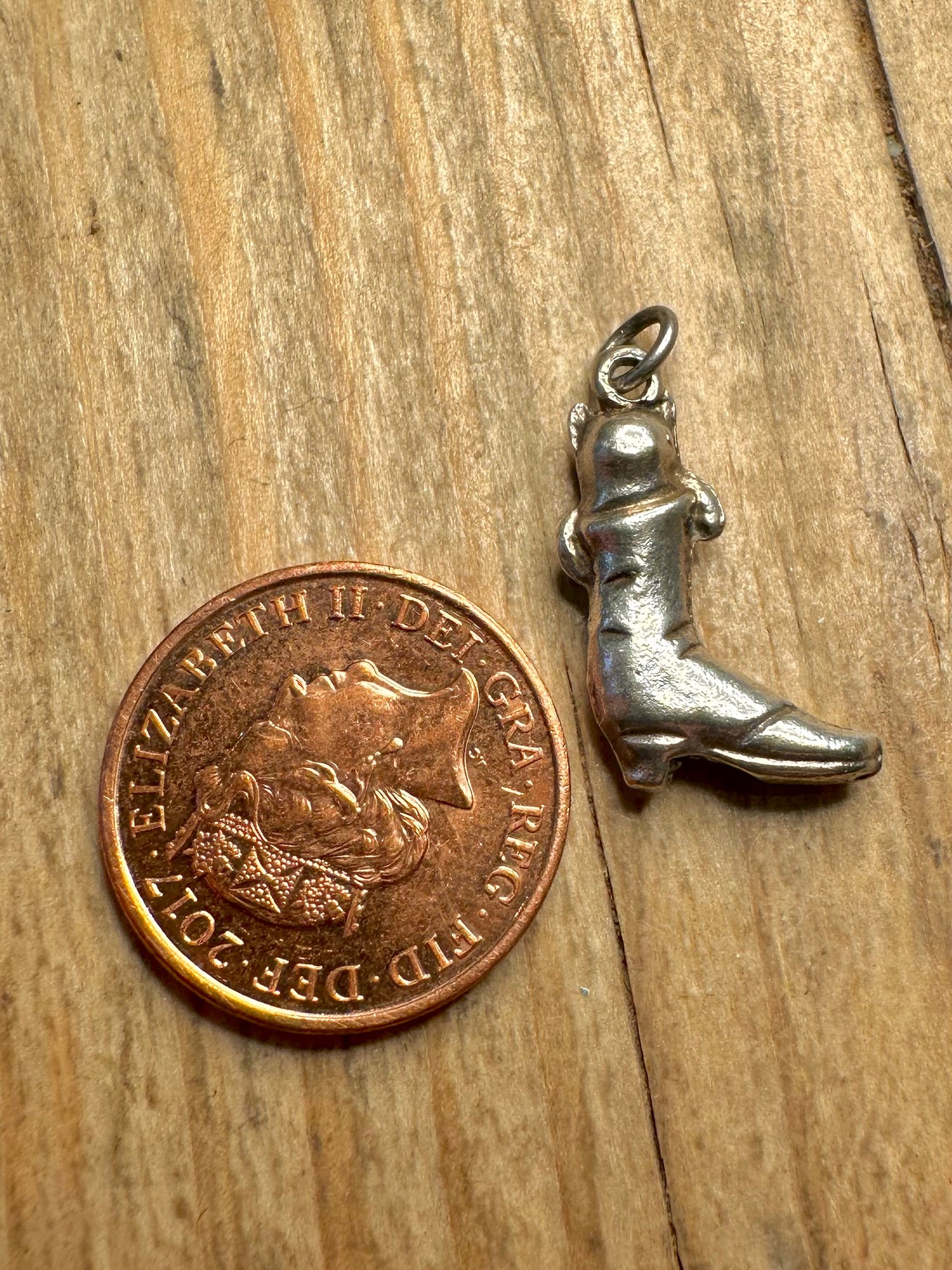 Vintage Cat in a Boot 925 Sterling Silver Charm Pendant