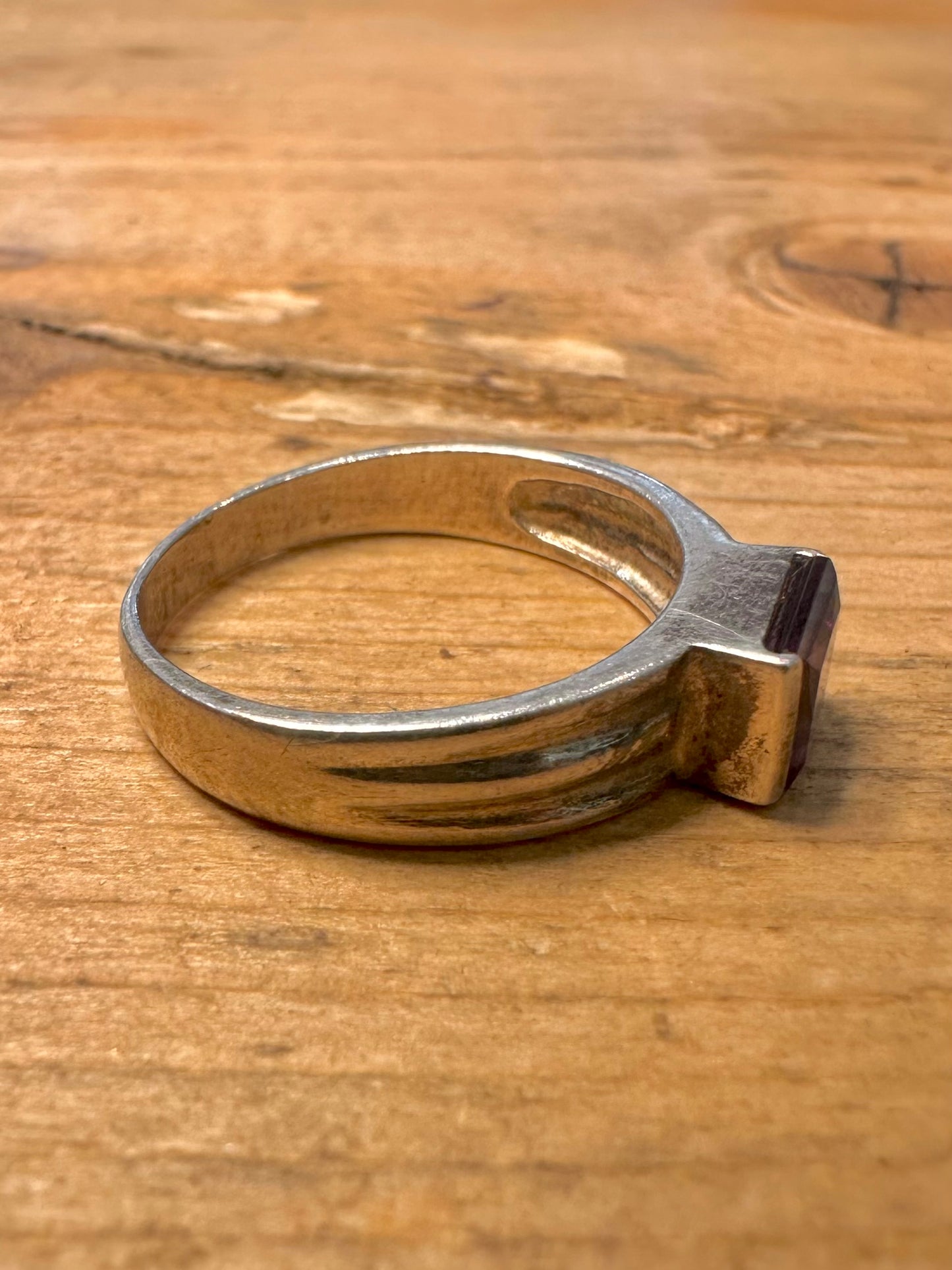 Modern Purple CZ 925 Silver Size P Ring