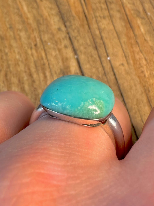 Turquoise Cushion Cut 925 Sterling Silver Size P Ring