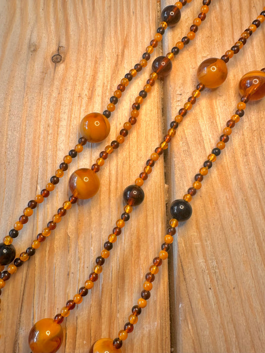 Vintage Amber Bead Costume 26 inch Necklace