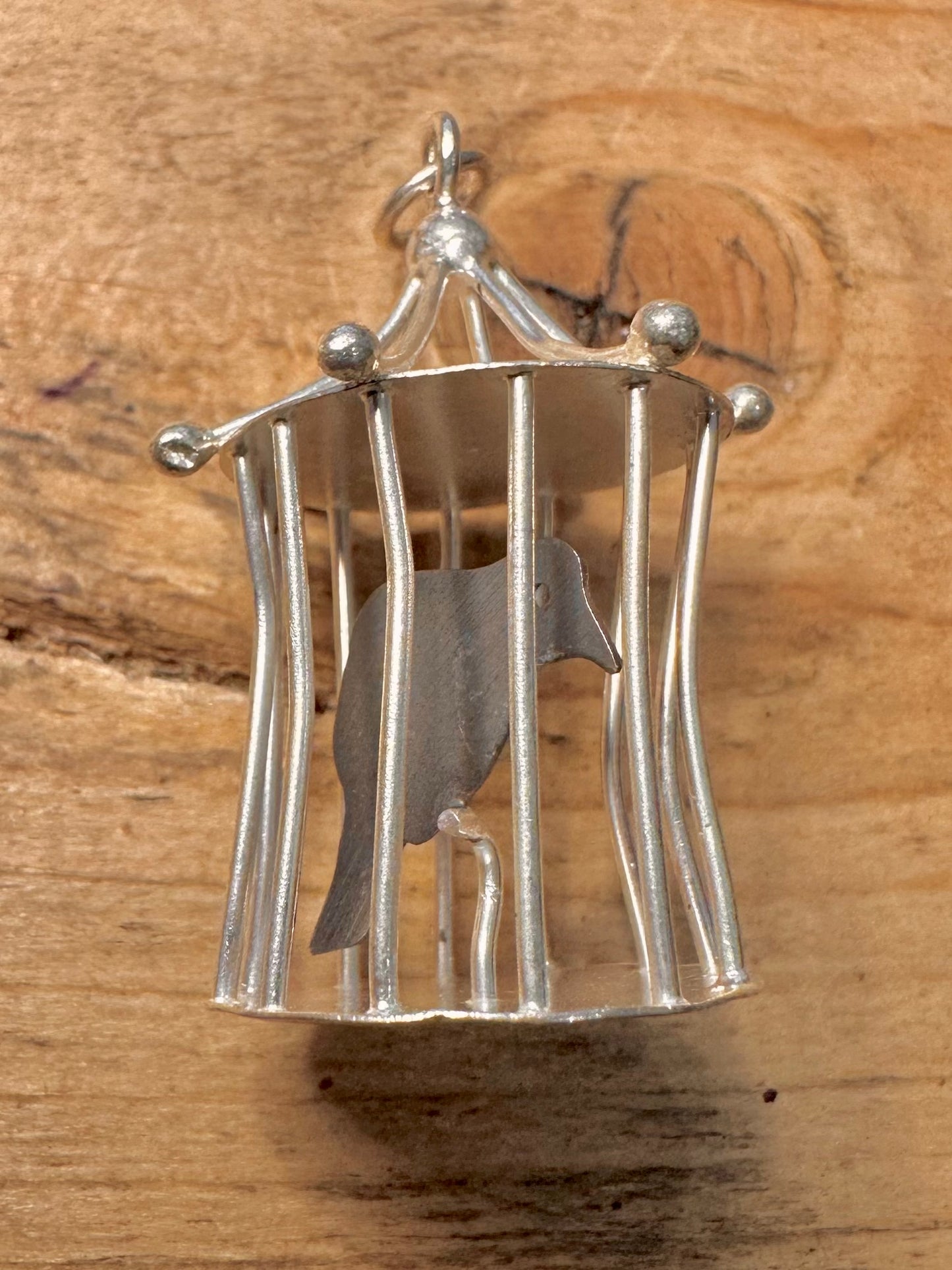 Handmade Bird Cage 925 Silver Pendant