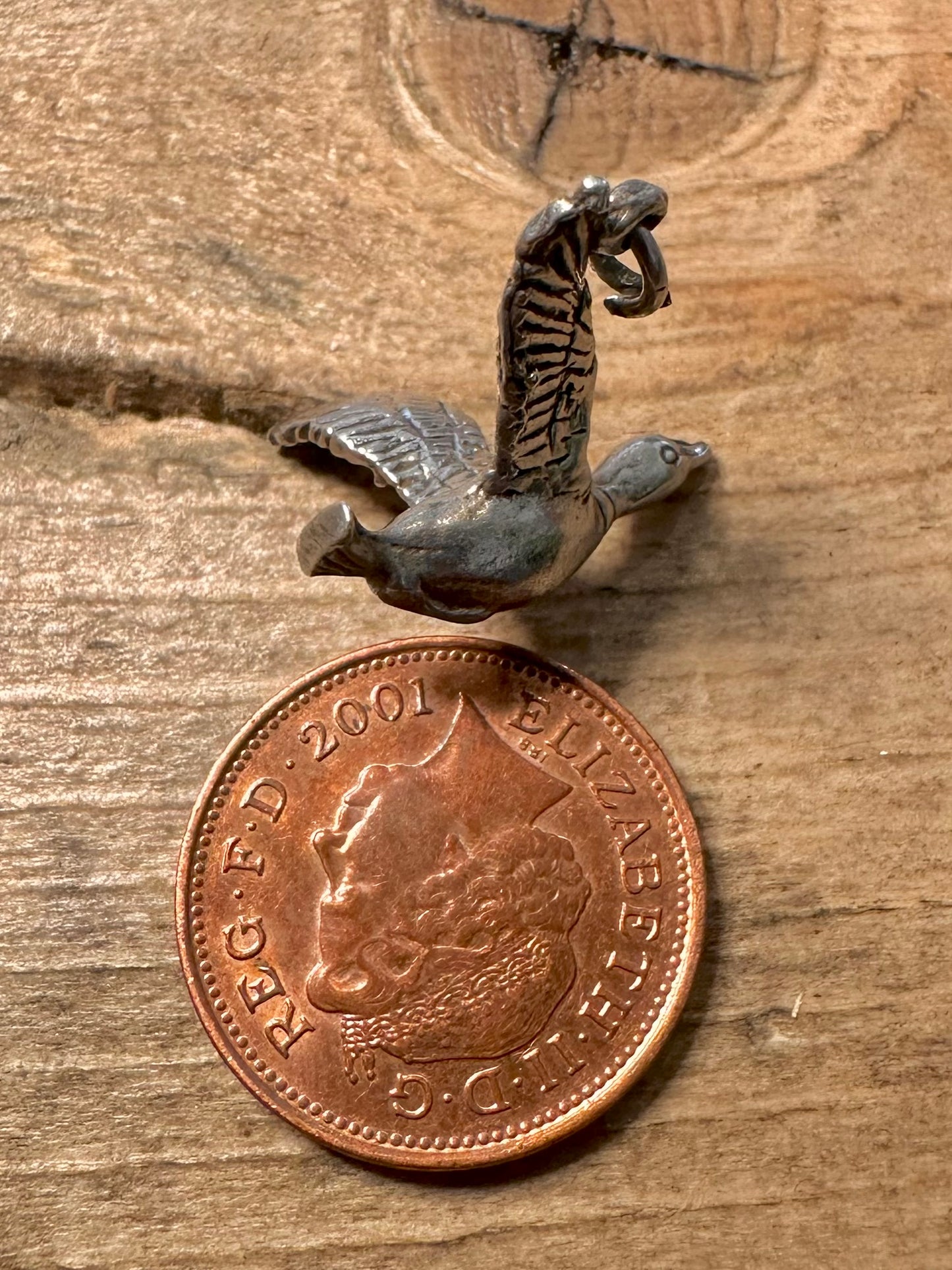 Vintage Flying Goose 925 Silver Charm Pendant