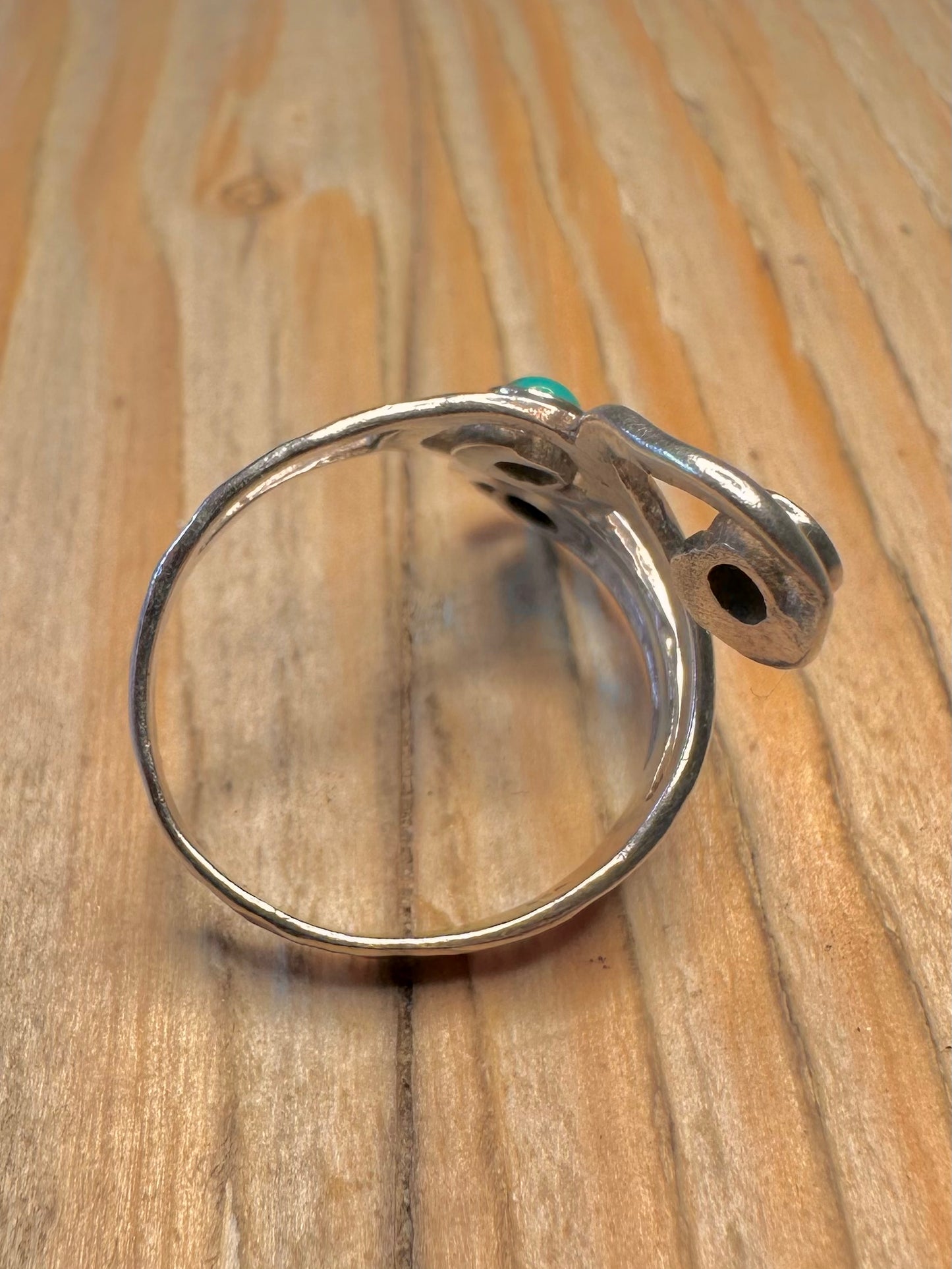 Modernist Turquoise Swirl 925 Sterling Silver Size L Ring