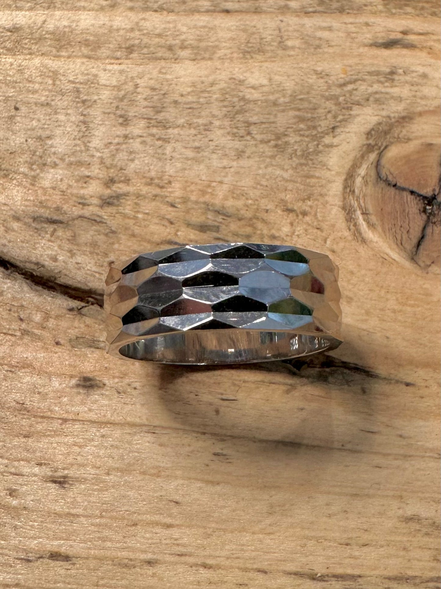 Modern Textured Band 925 Silver Size P1/2 Ring