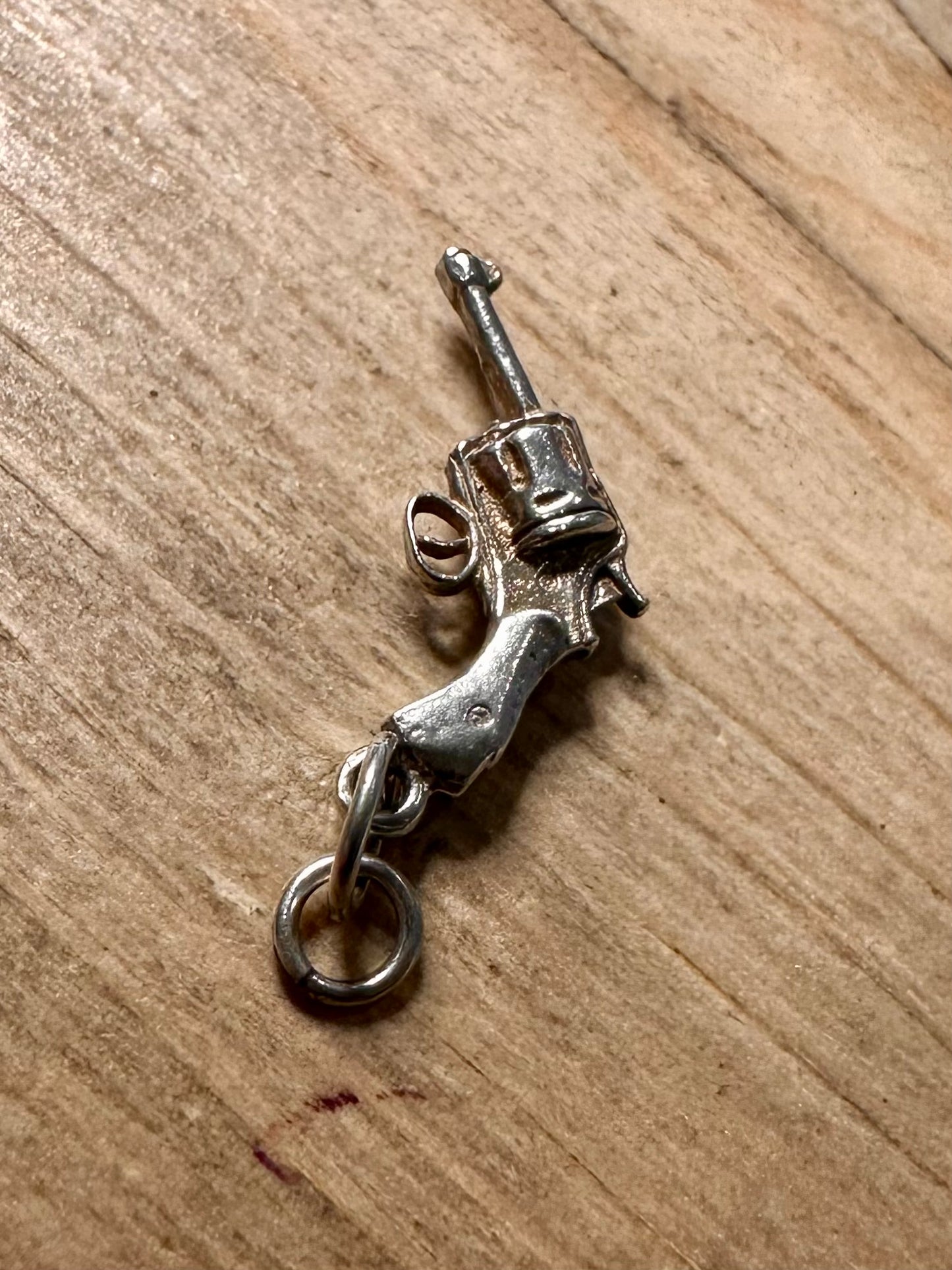 Vintage Revolver 925 Silver Charm Pendant