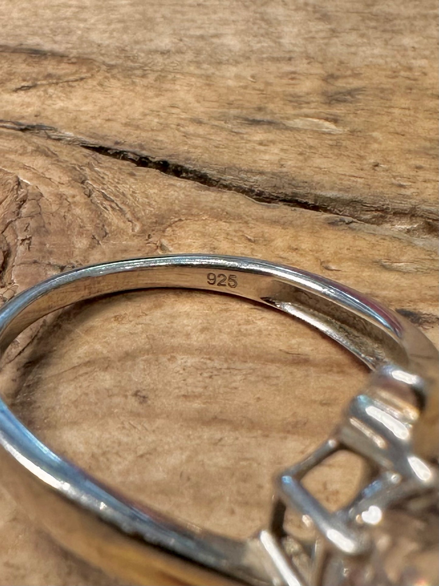 Vintage White CZ Gold on 925 Silver Size P Ring