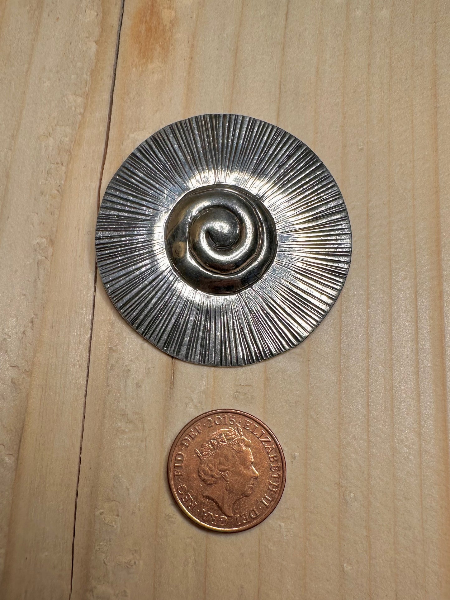 Large Ray Spiral Statement 925 Sterling Silver Pendant
