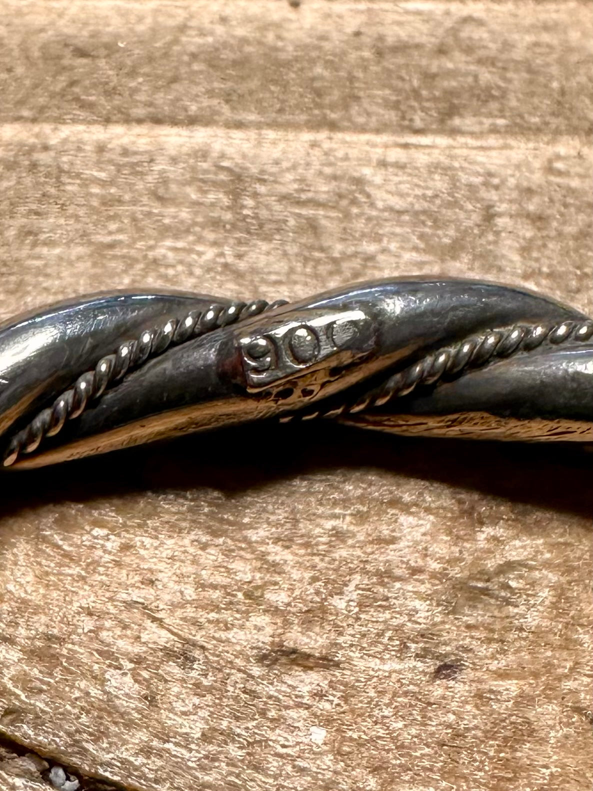 Vintage Chunky Twisted Boho 900 Silver Full Bangle