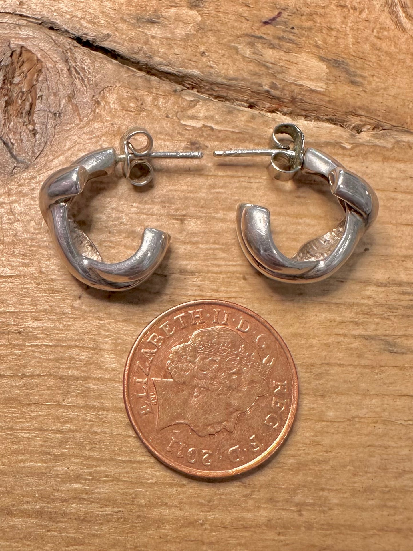 Abstract Knot Half Hoops 925 Silver Earrings