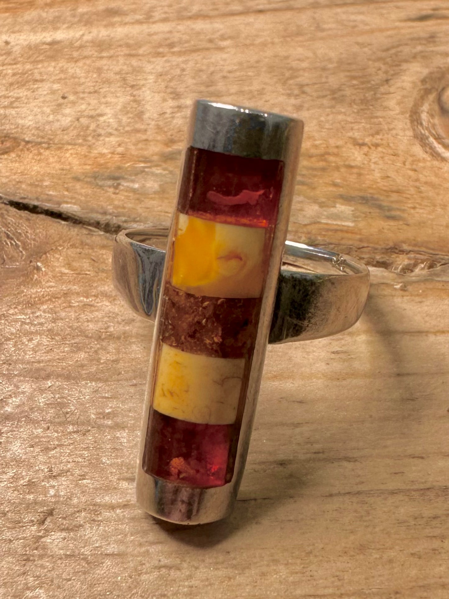 Modernist Multi Amber 925 Silver Size S Ring