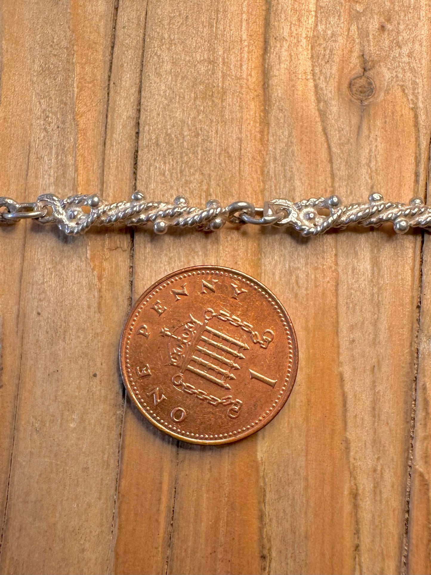 Abstract Unique Twisted Link 925 Sterling Silver 17.8 inch Necklace