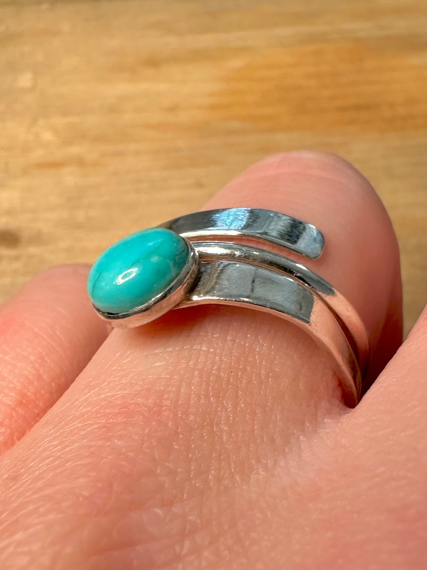 Abstract Layer Turquoise 925 Silver Size T1/2 Ring