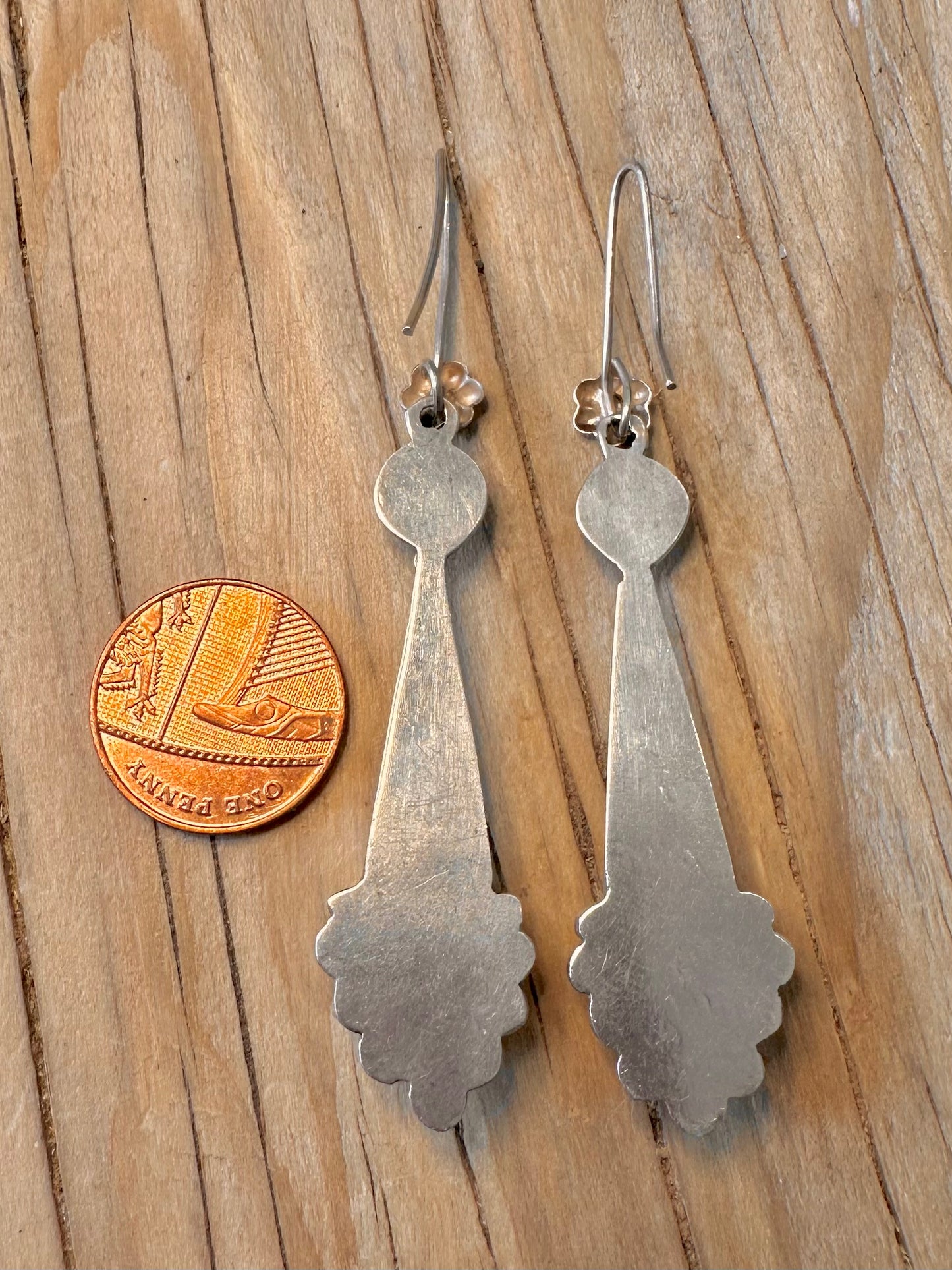 Vintage Handmade Onyx Dangle 925 Silver Earrings