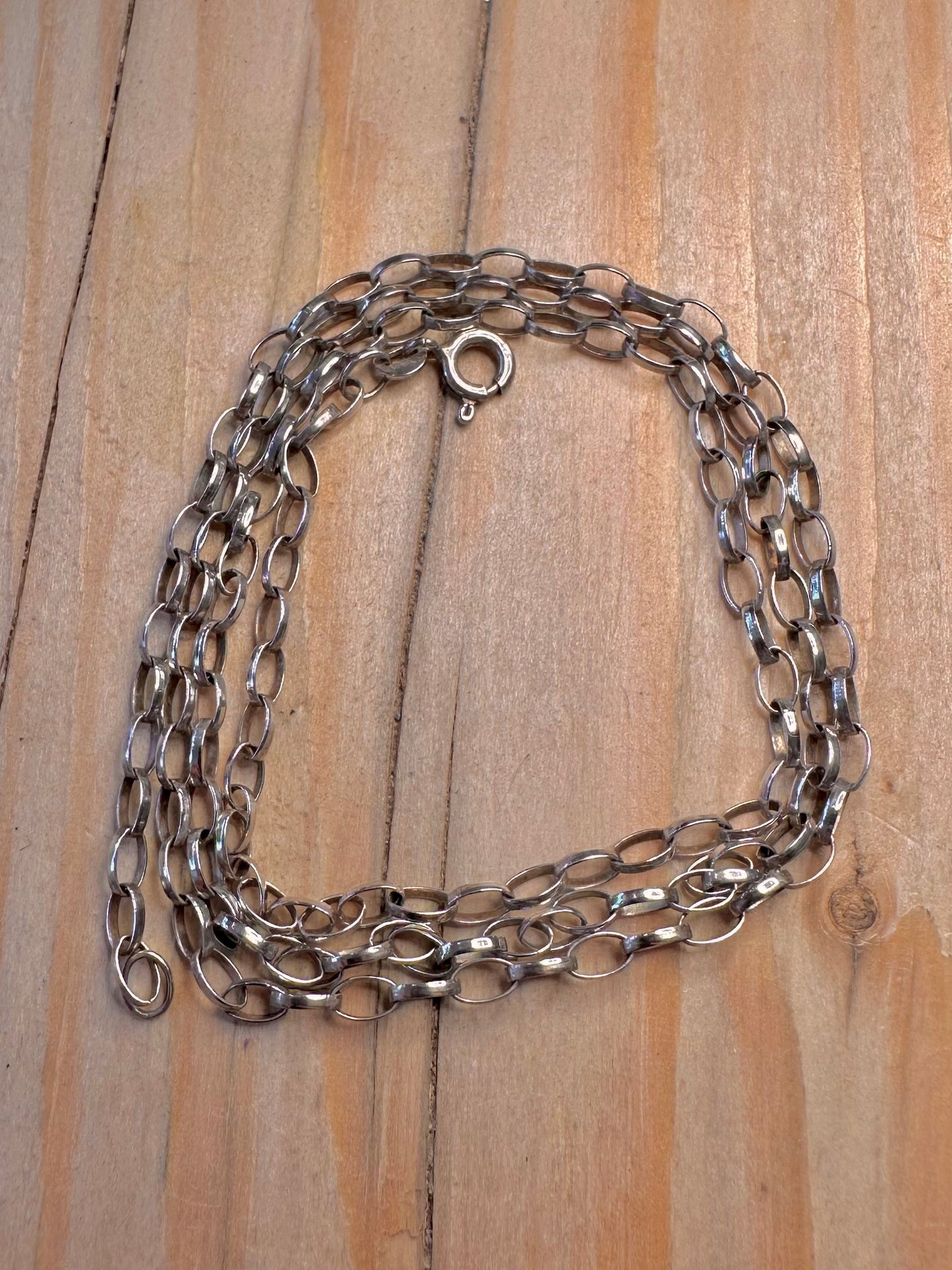 Vintage Oval Link 925 Silver 22 inch Necklace