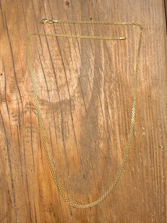 Flat Link Italian Gold on 925 Sterling Silver 20 inch Necklace