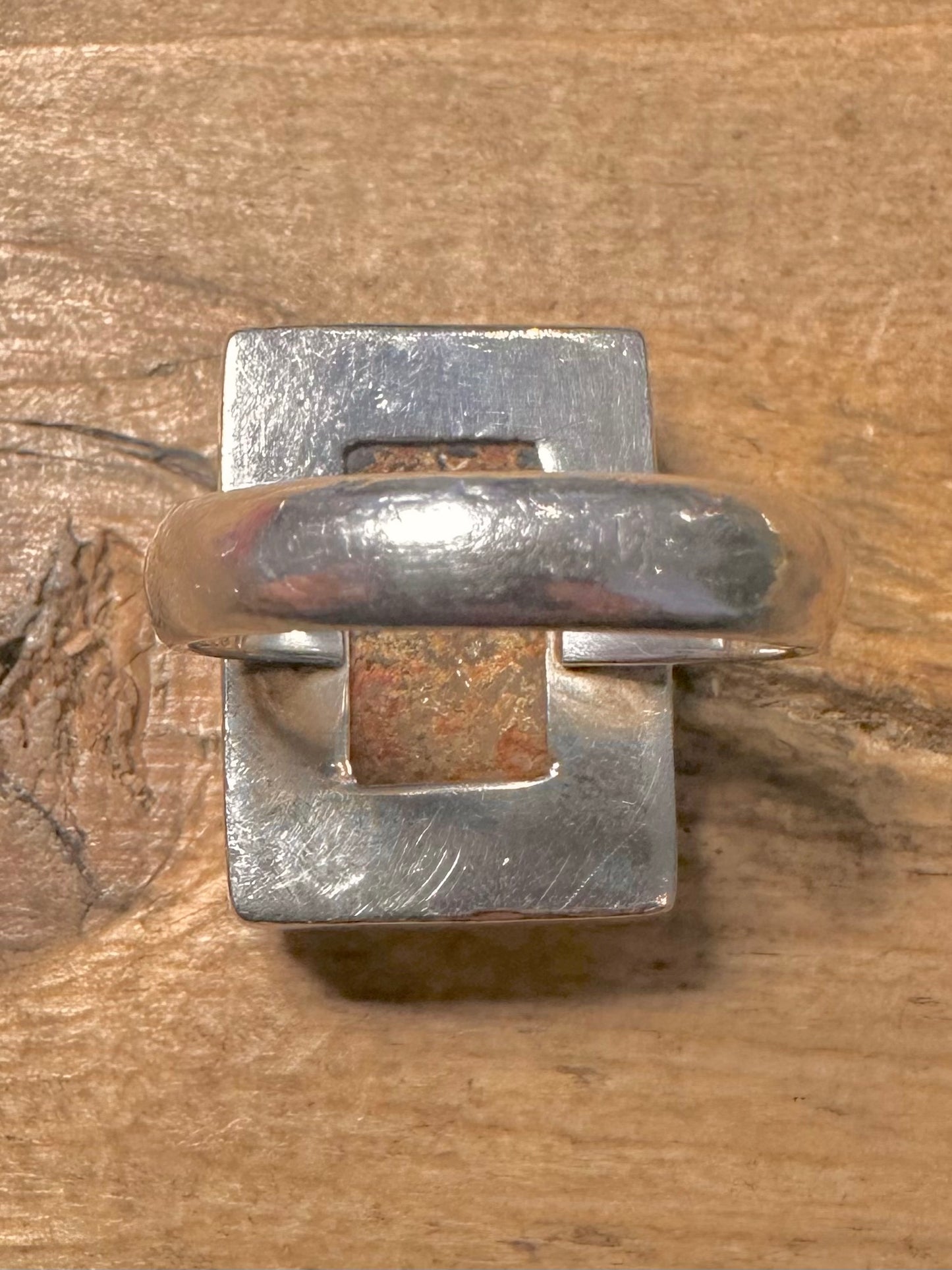 Modernist Chunky Quarts 925 Silver Size Q1/2 Ring