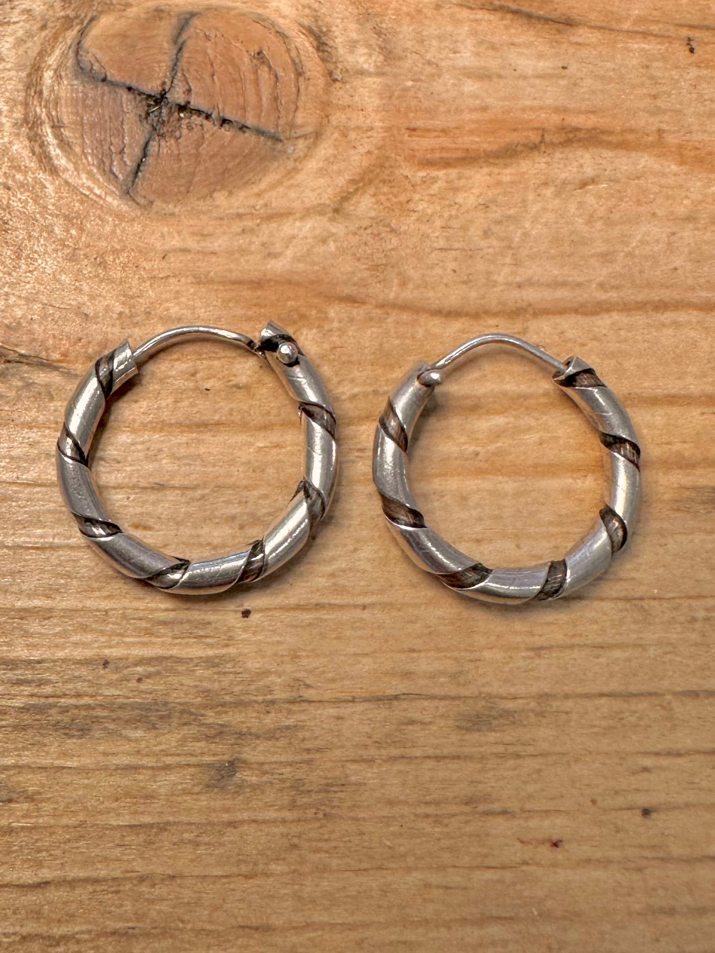 Vintage Twisted Hoops 925 Silver Earrings