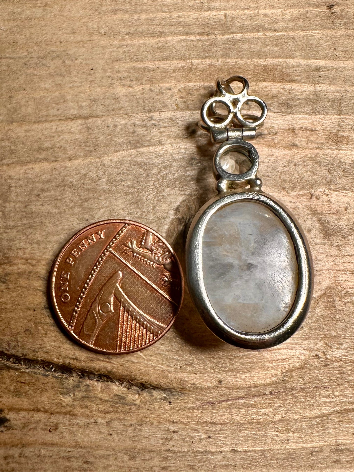 Vintage Moonstone and Blue Topaz 925 Silver Pendant