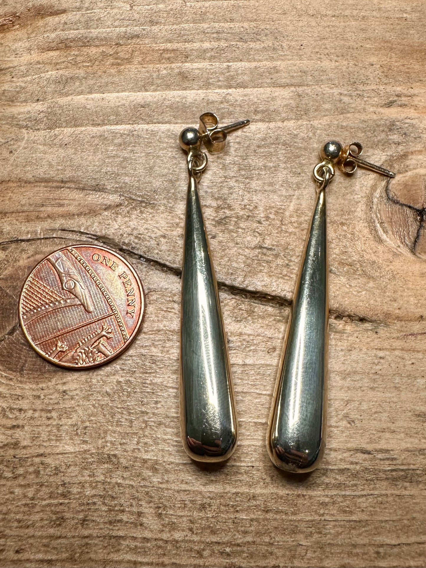 Vintage Chunky Tear Drop Gold on 925 Silver Earrings