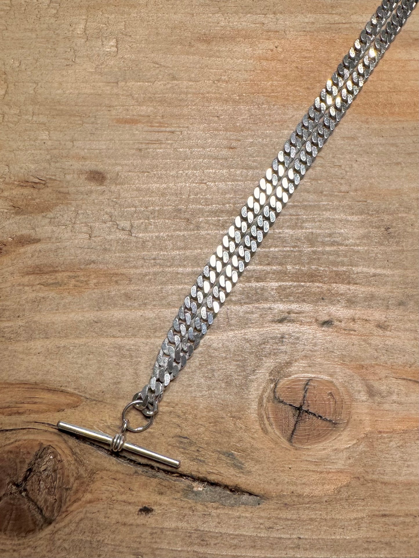 Vintage 1997 T Bar Curb Chain Albert Clasp 925 Silver 19 inch Necklace