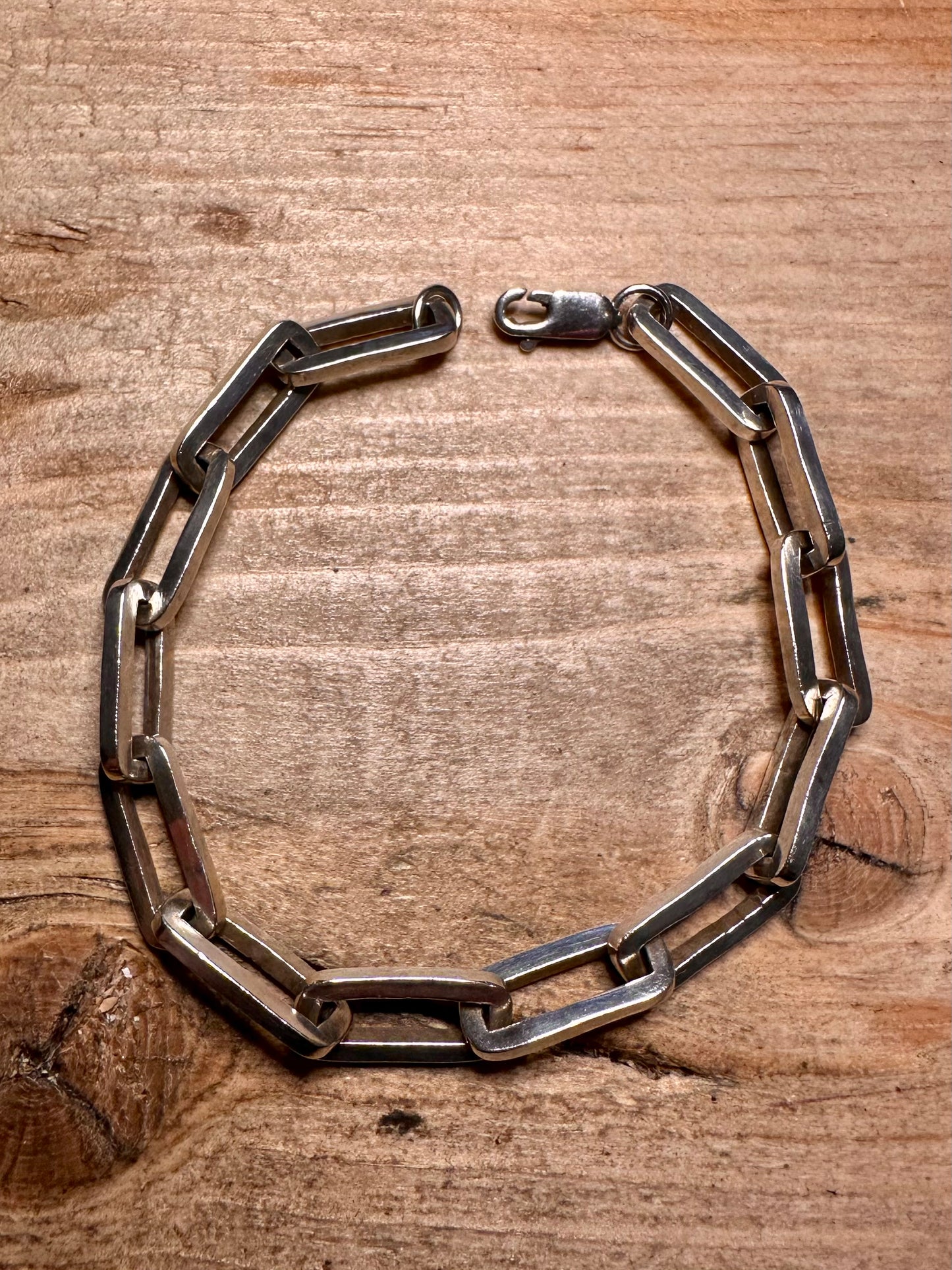Vintage Cable Bar Chain 925 Silver 7.3 inch Bracelet