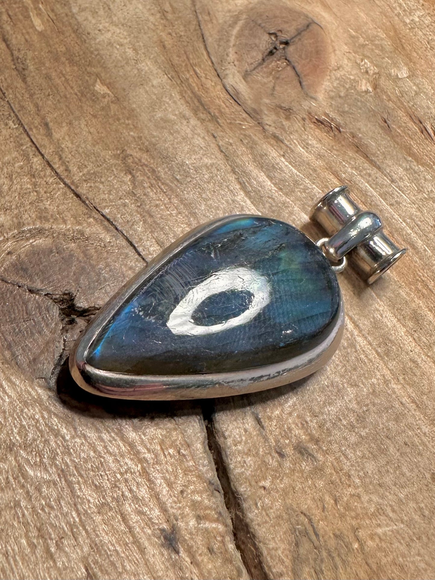 Vintage Labradorite Drop 925 Silver Pendant