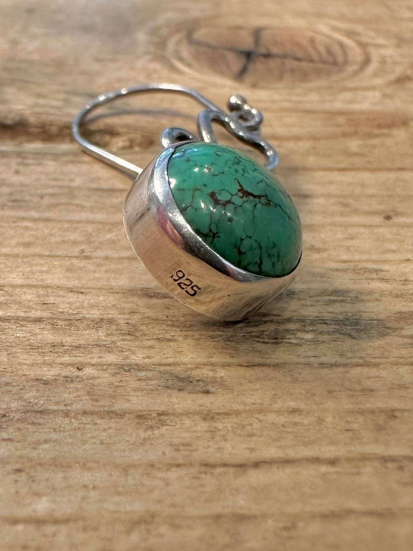 Vintage Turquoise Heart 925 Silver Earrings