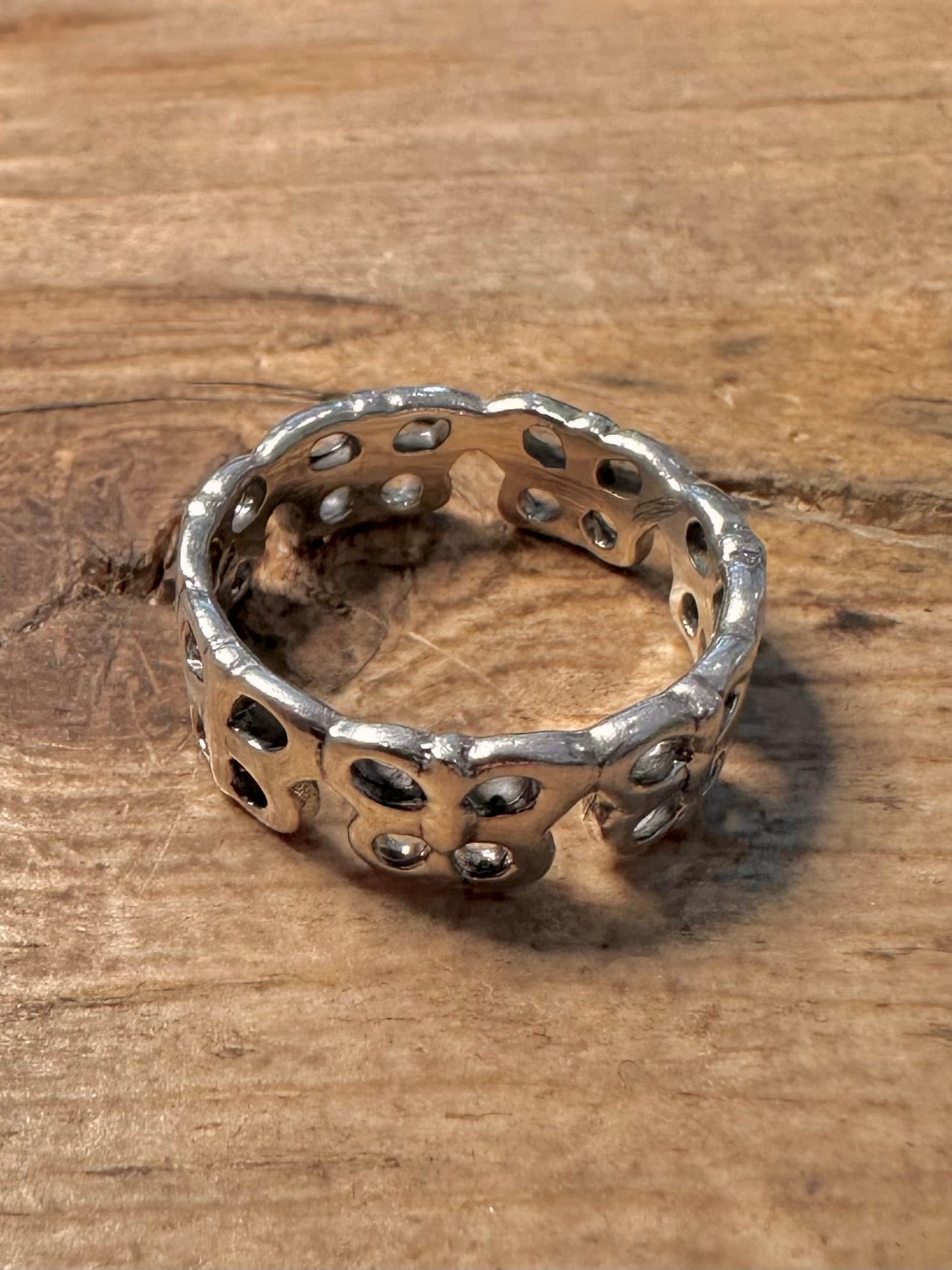 Vintage Butterfly Band 925 Silver Size Q1/2 Ring