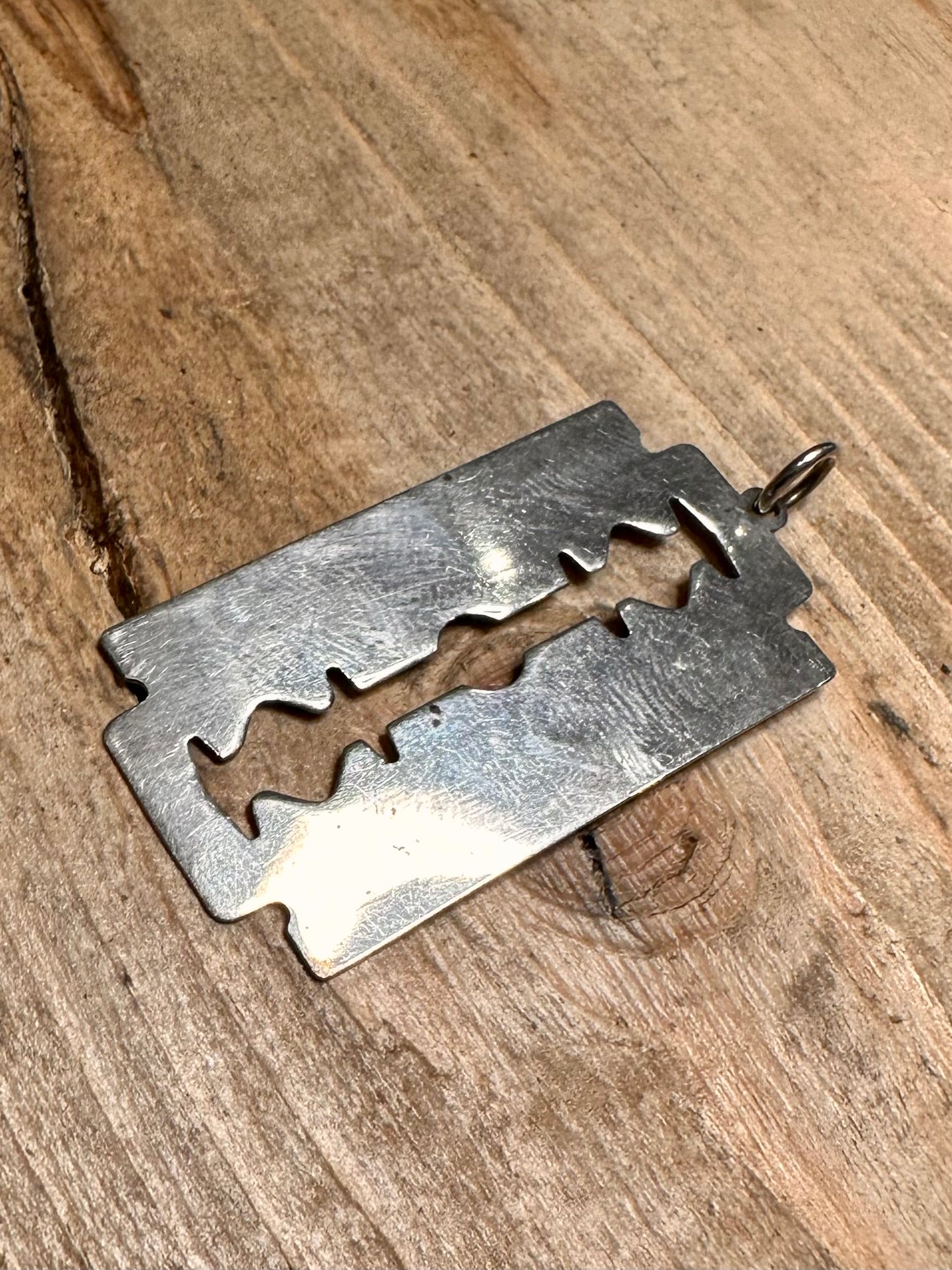 Vintage Razor Blade Blunt 925 Silver Pendant