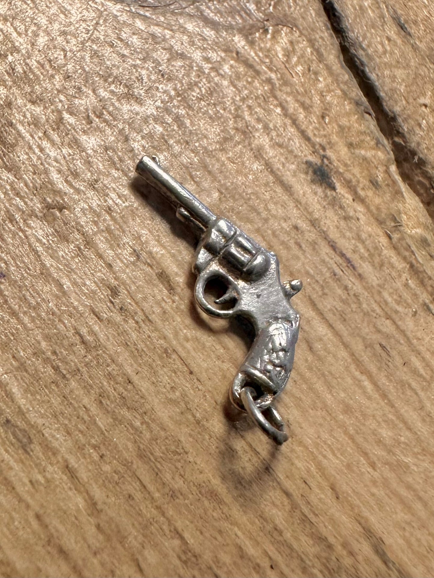 Vintage Revolver 925 Silver Charm Pendant