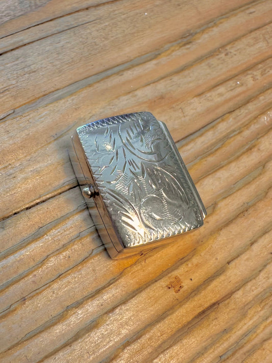 Engraved Rectangle 1994 Pill Box 925 Sterling Silver Collectable