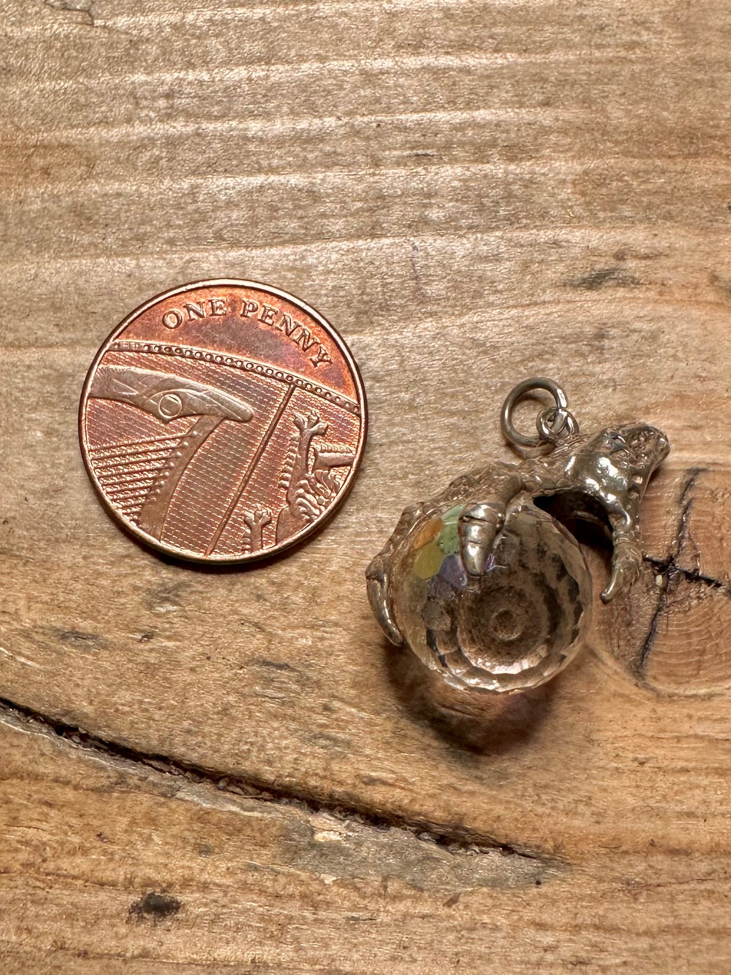Vintage Crystal Claw 925 Silver Charm Pendant
