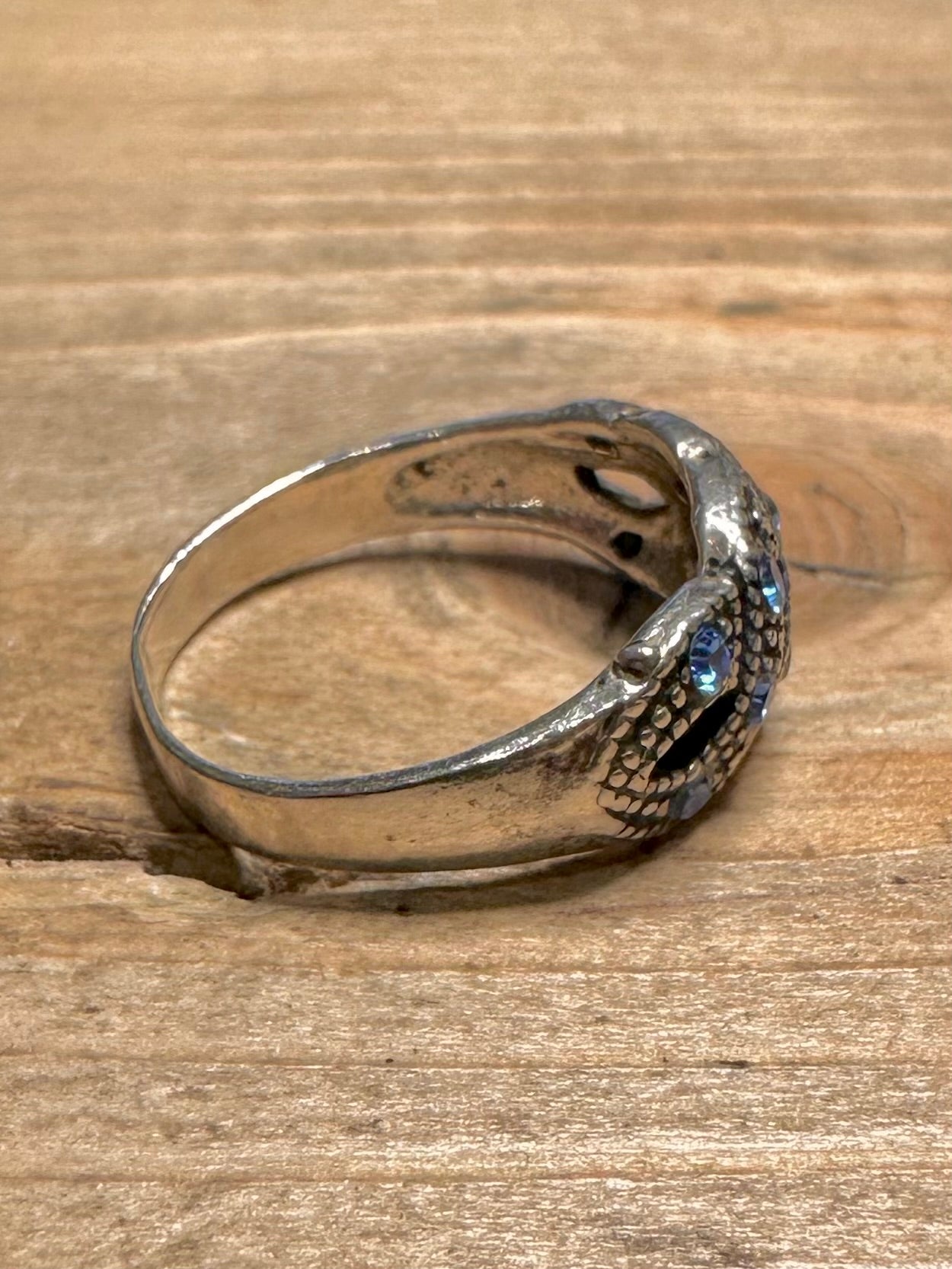 Vintage Blue Stone 925 Silver Size Q Ring