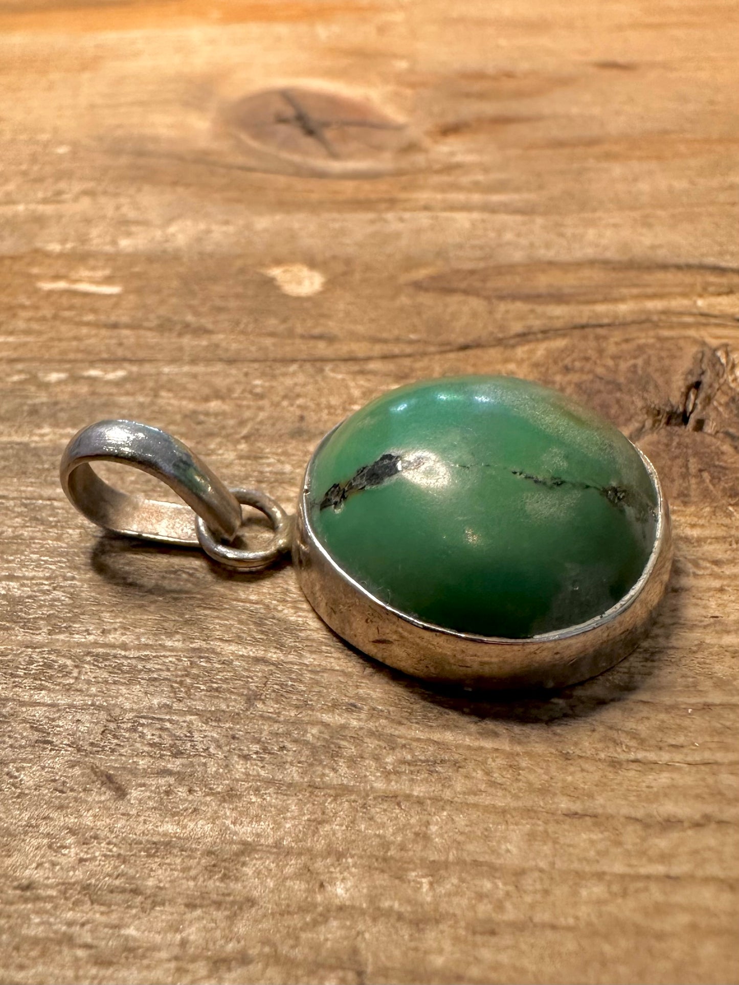 Vintage Raw Turquoise 925 Silver Pendant