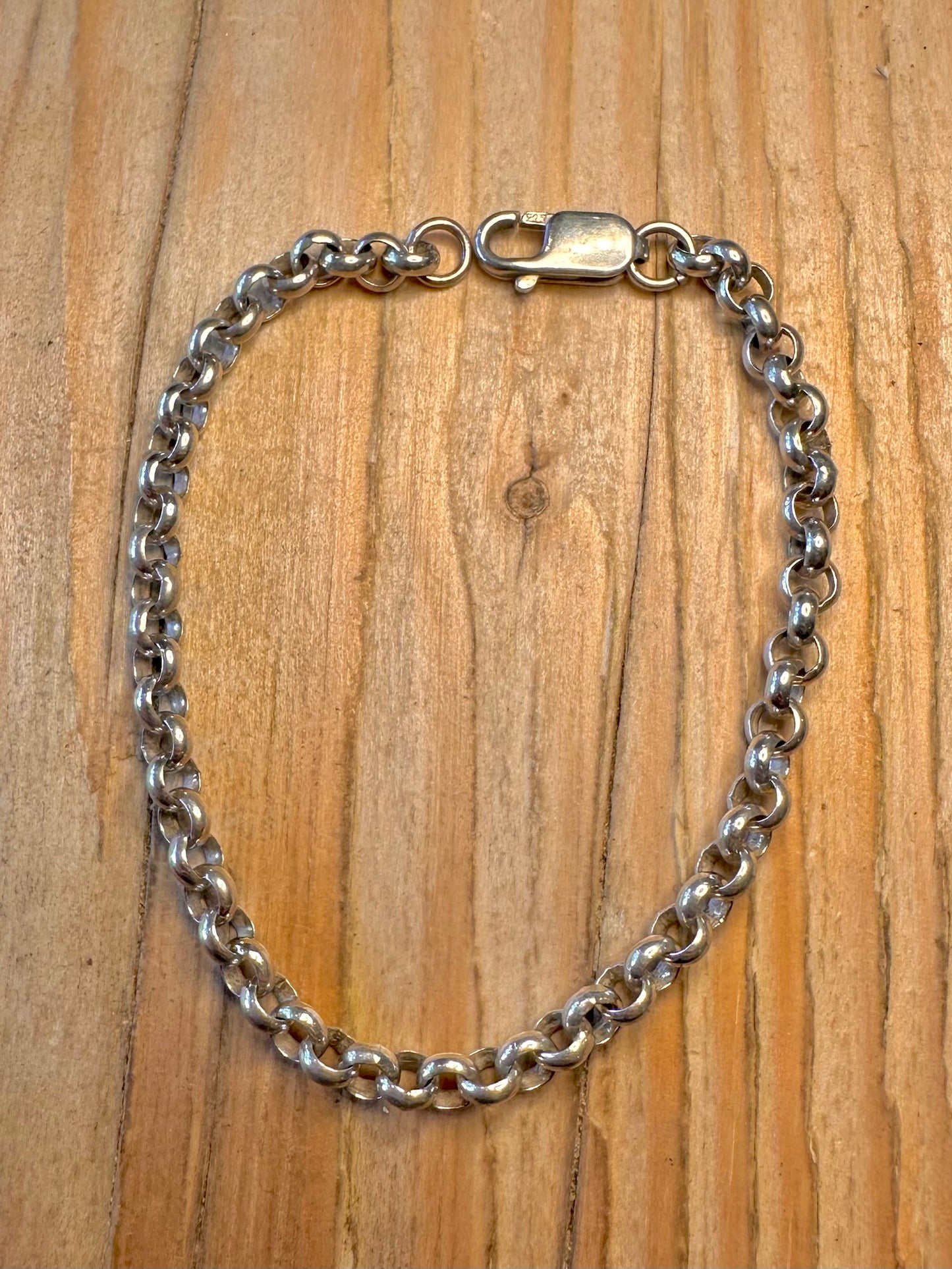 Vintage Belcher Chain 925 Sterling Silver 7.3 inch Bracelet
