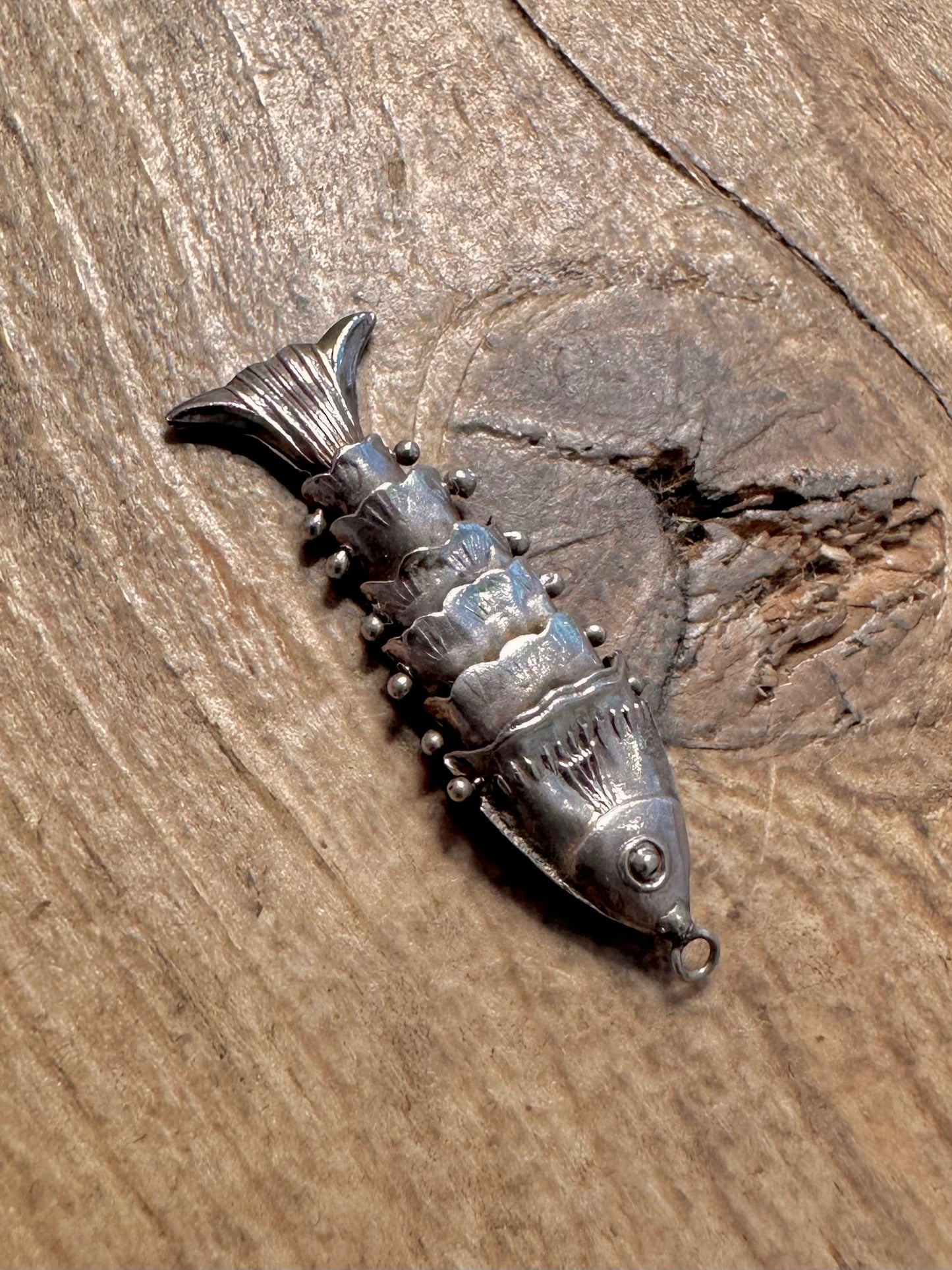 Vintage Fish Articulated 925 Silver Pendant